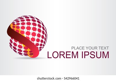 Logo stylized spherical surface with abstract shapes. This logo is suitable for global company, world technologies and media and publicity agencies 