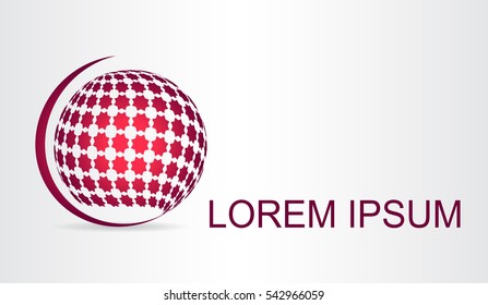 Logo stylized spherical surface with abstract shapes. This logo is suitable for global company, world technologies and media and publicity agencies 