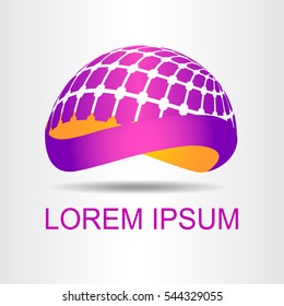 Logo stylized spherical surface with abstract shapes. This logo is suitable for global company, world technologies and media and publicity agencies 