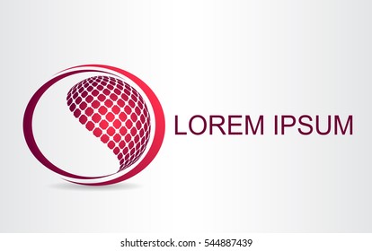 Logo stylized spherical surface with abstract shapes. This logo is suitable for global company, world technologies and media and publicity agencies 