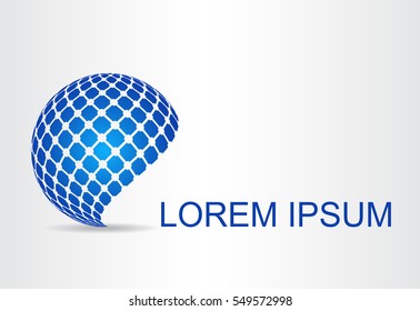 Logo stylized spherical surface with abstract shapes. This logo is suitable for global company, world technologies and media and publicity agencies 