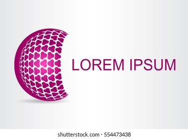 Logo stylized spherical surface with abstract shapes. This logo is suitable for global company, world technologies and media and publicity agencies 