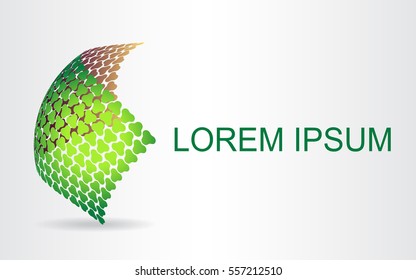 Logo stylized spherical surface with abstract shapes. This logo is suitable for global company, world technologies and media and publicity agencies 