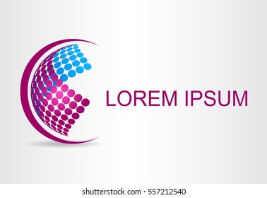 Logo stylized spherical surface with abstract shapes. This logo is suitable for global company, world technologies and media and publicity agencies 