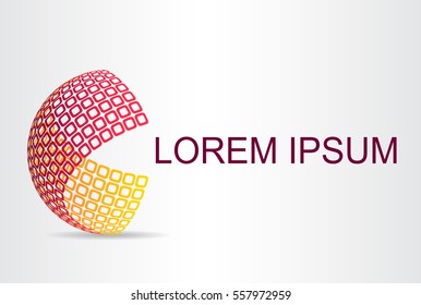 Logo stylized spherical surface with abstract shapes. This logo is suitable for global company, world technologies and media and publicity agencies 