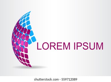 Logo stylized spherical surface with abstract shapes. This logo is suitable for global company, world technologies and media and publicity agencies 