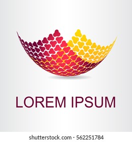 Logo stylized spherical surface with abstract shapes. This logo is suitable for global company, world technologies and media and publicity agencies 