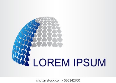 Logo stylized spherical surface with abstract shapes. This logo is suitable for global company, world technologies and media and publicity agencies 