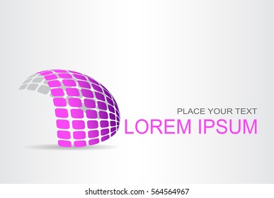 Logo stylized spherical surface with abstract shapes. This logo is suitable for global company, world technologies and media and publicity agencies 