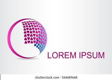 Logo stylized spherical surface with abstract shapes. This logo is suitable for global company, world technologies and media and publicity agencies 