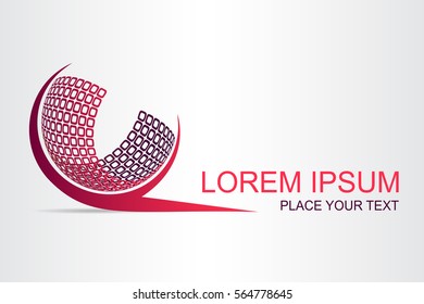 Logo stylized spherical surface with abstract shapes. This logo is suitable for global company, world technologies and media and publicity agencies 