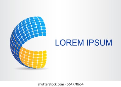 Logo stylized spherical surface with abstract shapes. This logo is suitable for global company, world technologies and media and publicity agencies 