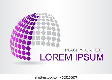Logo stylized spherical surface with abstract shapes. This logo is suitable for global company, world technologies and media and publicity agencies 