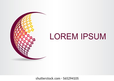 Logo stylized spherical surface with abstract shapes. This logo is suitable for global company, world technologies and media and publicity agencies 