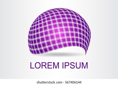 Logo stylized spherical surface with abstract shapes. This logo is suitable for global company, world technologies and media and publicity agencies 