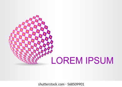 Logo stylized spherical surface with abstract shapes. This logo is suitable for global company, world technologies and media and publicity agencies 