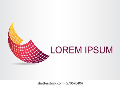 Logo stylized spherical surface with abstract shapes. This logo is suitable for global company, world technologies and media and publicity agencies 