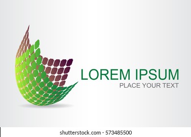 Logo stylized spherical surface with abstract shapes. This logo is suitable for global company, world technologies and media and publicity agencies 