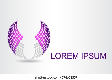 Logo stylized spherical surface with abstract shapes. This logo is suitable for global company, world technologies and media and publicity agencies 
