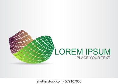 Logo stylized spherical surface with abstract shapes. This logo is suitable for global company, world technologies and media and publicity agencies 