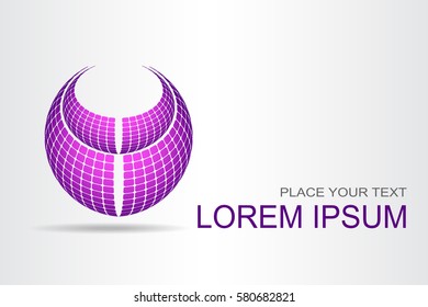 Logo stylized spherical surface with abstract shapes. This logo is suitable for global company, world technologies and media and publicity agencies 