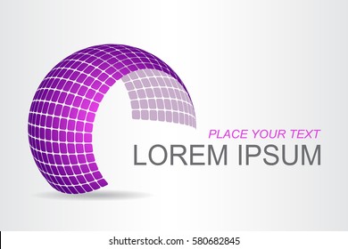 Logo stylized spherical surface with abstract shapes. This logo is suitable for global company, world technologies and media and publicity agencies 