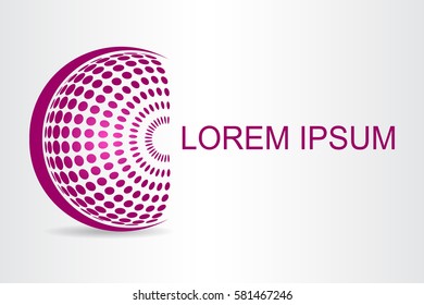 Logo stylized spherical surface with abstract shapes. This logo is suitable for global company, world technologies and media and publicity agencies 