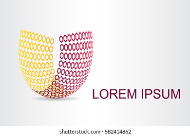 Logo stylized spherical surface with abstract shapes. This logo is suitable for global company, world technologies and media and publicity agencies 