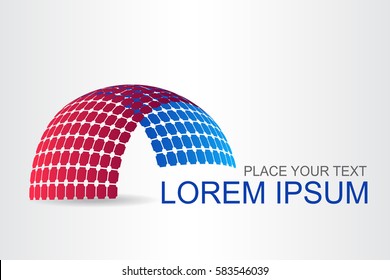 Logo stylized spherical surface with abstract shapes. This logo is suitable for global company, world technologies and media and publicity agencies 