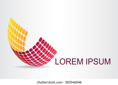 Logo stylized spherical surface with abstract shapes. This logo is suitable for global company, world technologies and media and publicity agencies 