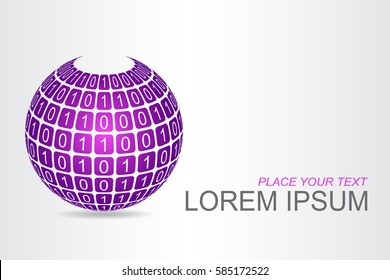 Logo stylized spherical surface with abstract shapes. This logo is suitable for global company, digital technologies.