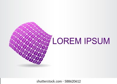 Logo stylized spherical surface with abstract shapes. This logo is suitable for global company, digital technologies.