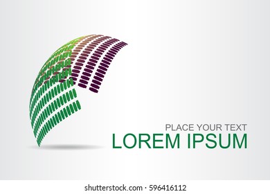 Logo stylized spherical surface with abstract shapes. This logo is suitable for global company, world technologies, media and publicity agencies 