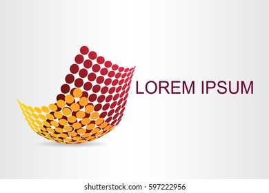 Logo stylized spherical surface with abstract shapes. This logo is suitable for global company, world technologies, media and publicity agencies 