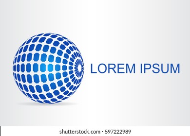 Logo Stylized Spherical Surface With Abstract Shapes. This Logo Is Suitable For Global Company, World Technologies, Media And Publicity Agencies 