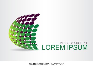 Logo stylized spherical surface with abstract shapes. This logo is suitable for global company, world technologies, media and publicity agencies 