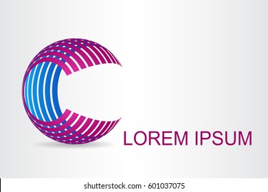 Logo stylized spherical surface with abstract shapes. This logo is suitable for global company, world technologies, media and publicity agencies 