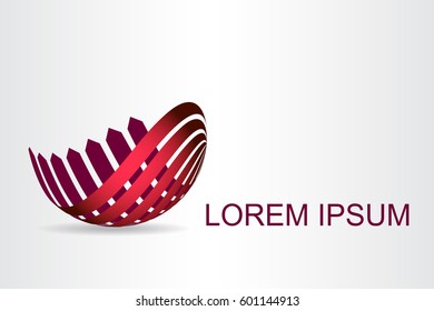 Logo stylized spherical surface with abstract shapes. This logo is suitable for global company, world technologies, media and publicity agencies 