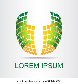 Logo stylized spherical surface with abstract shapes. This logo is suitable for global company, world technologies, media and publicity agencies 