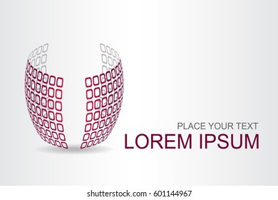 Logo stylized spherical surface with abstract shapes. This logo is suitable for global company, world technologies, media and publicity agencies 