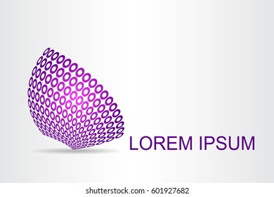 Logo stylized spherical surface with abstract shapes. This logo is suitable for global company, world technologies, media and publicity agencies 