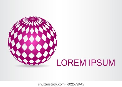 Logo stylized spherical surface with abstract shapes. This logo is suitable for global company, world technologies, media and publicity agencies 