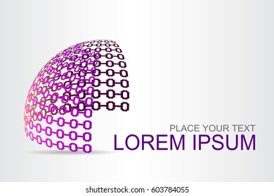 Logo stylized spherical surface with abstract shapes. This logo is suitable for global company, world technologies, media and publicity agencies 