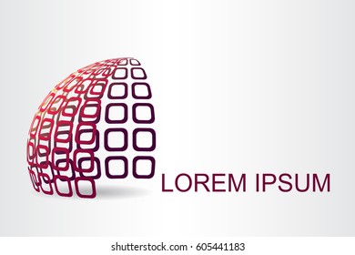 Logo stylized spherical surface with abstract shapes. This logo is suitable for global company, world technologies, media and publicity agencies 