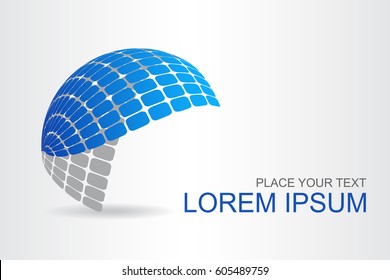 Logo stylized spherical surface with abstract shapes. This logo is suitable for global company, world technologies, media and publicity agencies 