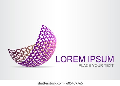 Logo stylized spherical surface with abstract shapes. This logo is suitable for global company, world technologies, media and publicity agencies 