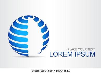 Logo stylized spherical surface with abstract shapes. This logo is suitable for global company, world technologies, media and publicity agencies 