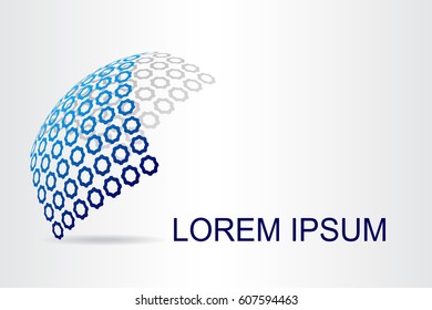 Logo stylized spherical surface with abstract shapes. This logo is suitable for global company, world technologies, media and publicity agencies 