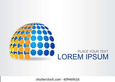 Logo stylized spherical surface with abstract shapes. This logo is suitable for global company, world technologies, media and publicity agencies 