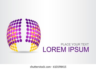 Logo stylized spherical surface with abstract shapes. This logo is suitable for global company, world technologies, media and publicity agencies 